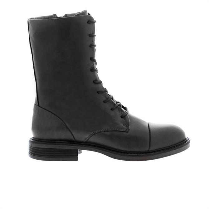 Carl Scarpa Rozlynn Black Leather Lace-Up Mid Calf Boots